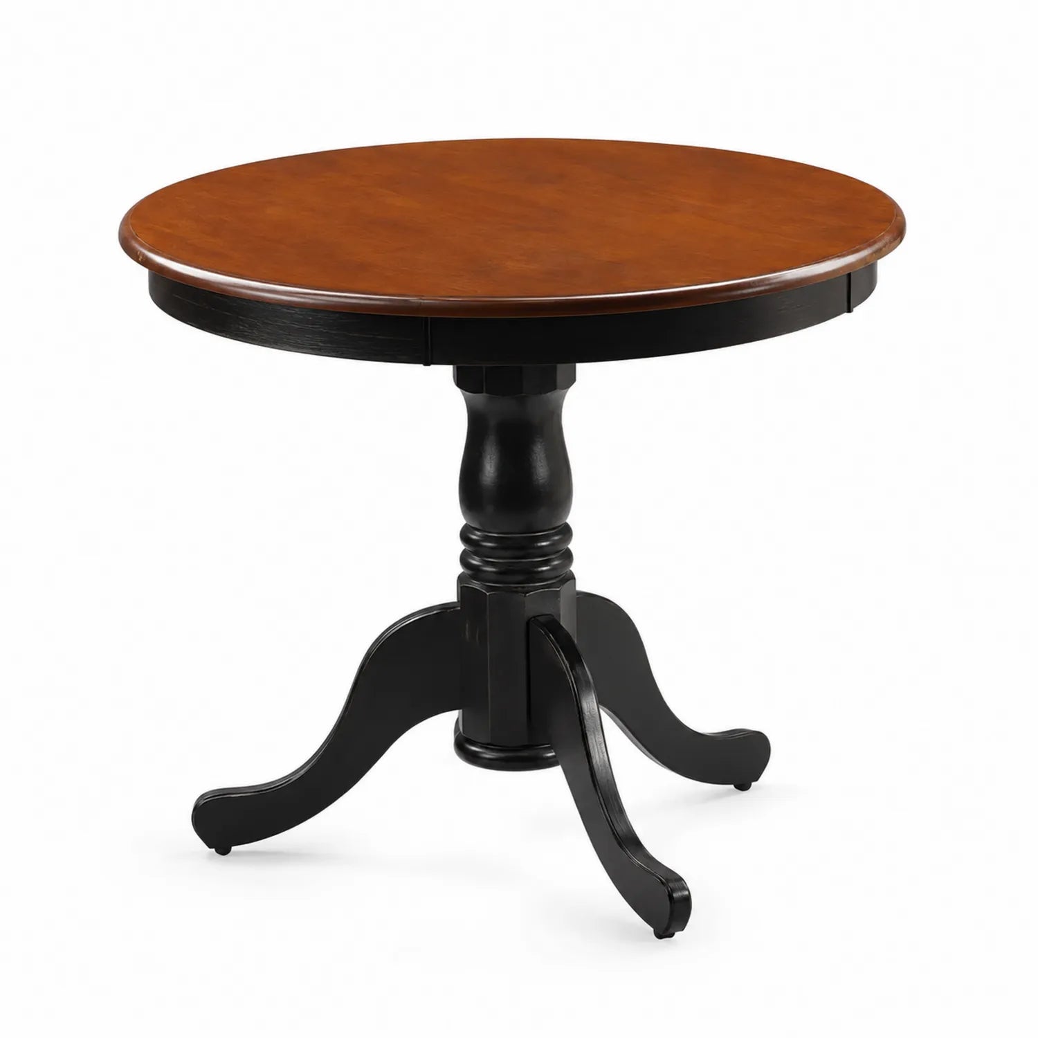 Tavolo rotondo in legno massello verniciato marrone e nero 90cm