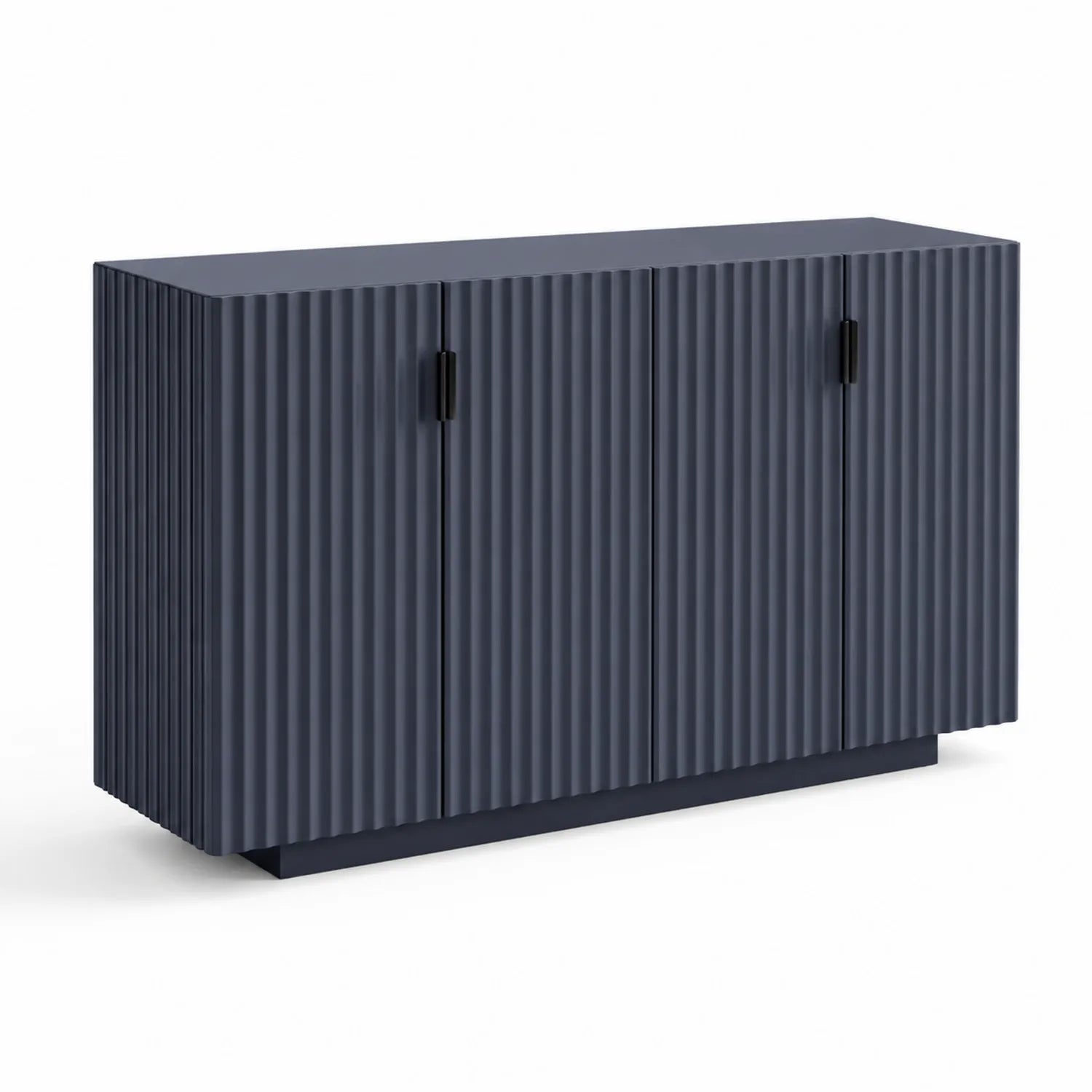 Credenza a tre ante in legno MDF blu ondulato