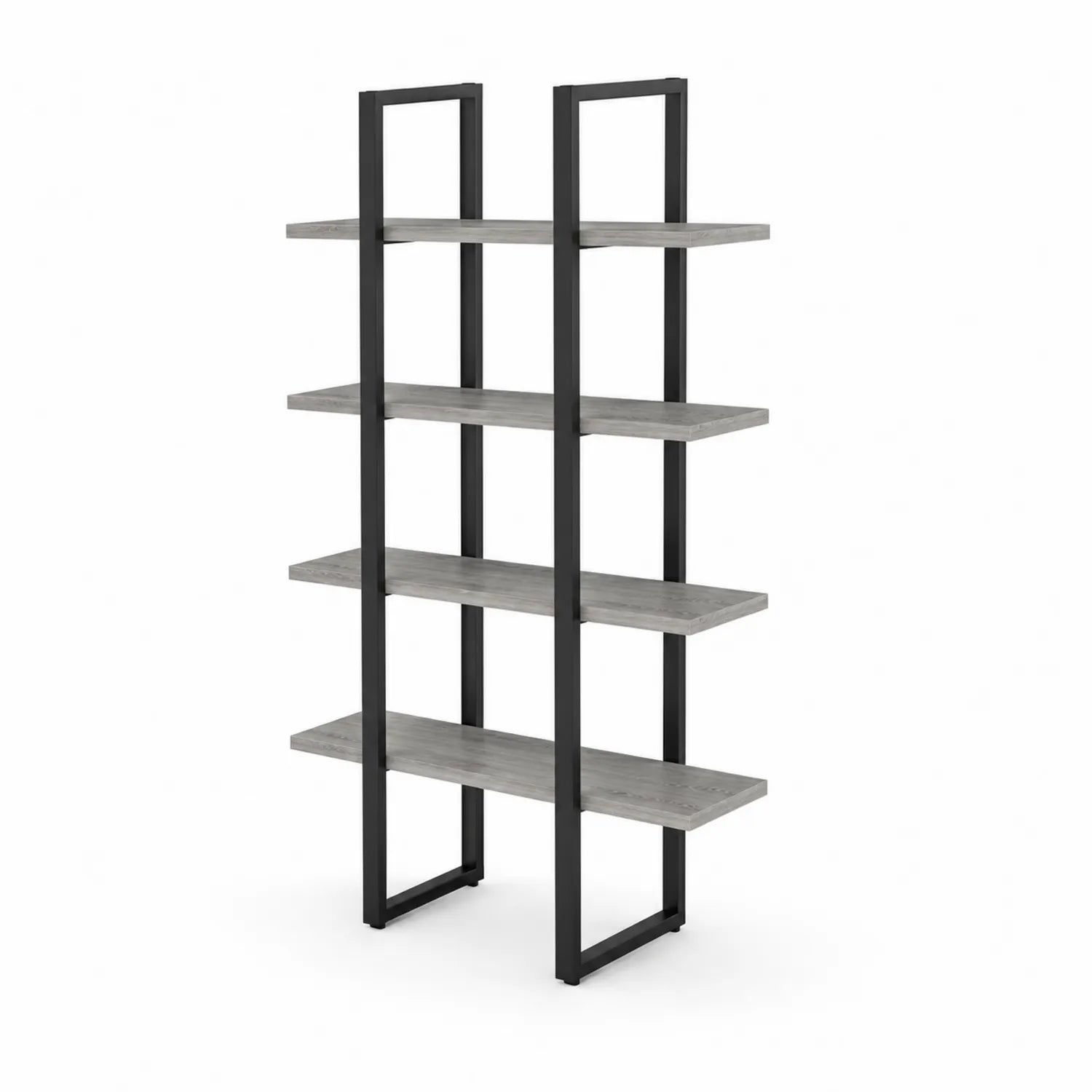 Libreria a 5 ripiani in legno e metallo nero 180x90x35 cm