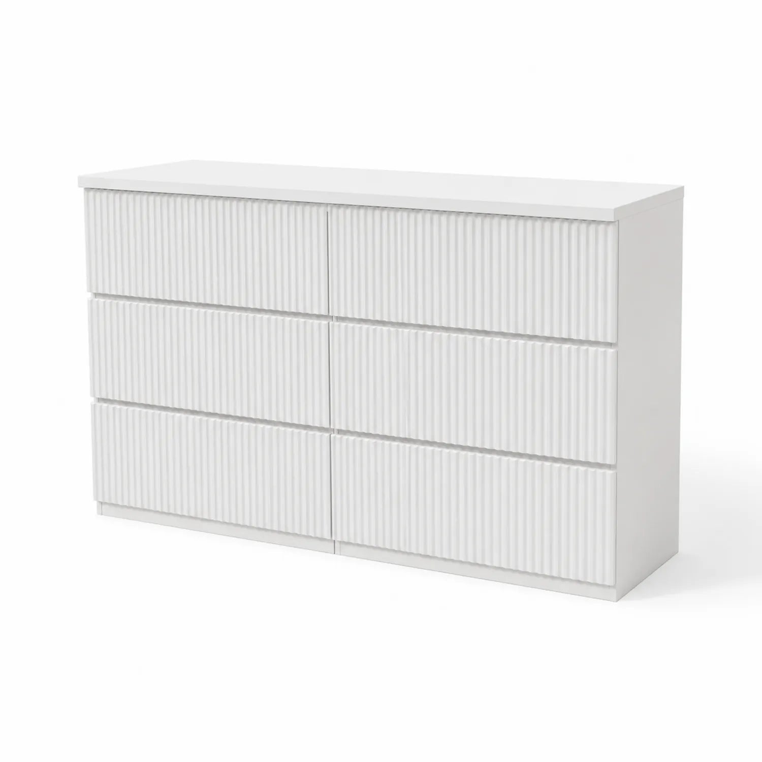 Cassettiera a 6 cassetti in legno composito Bianca 120x40x80 cm