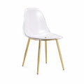 Sedia in plastica trasparente con gambe in metallo dorato