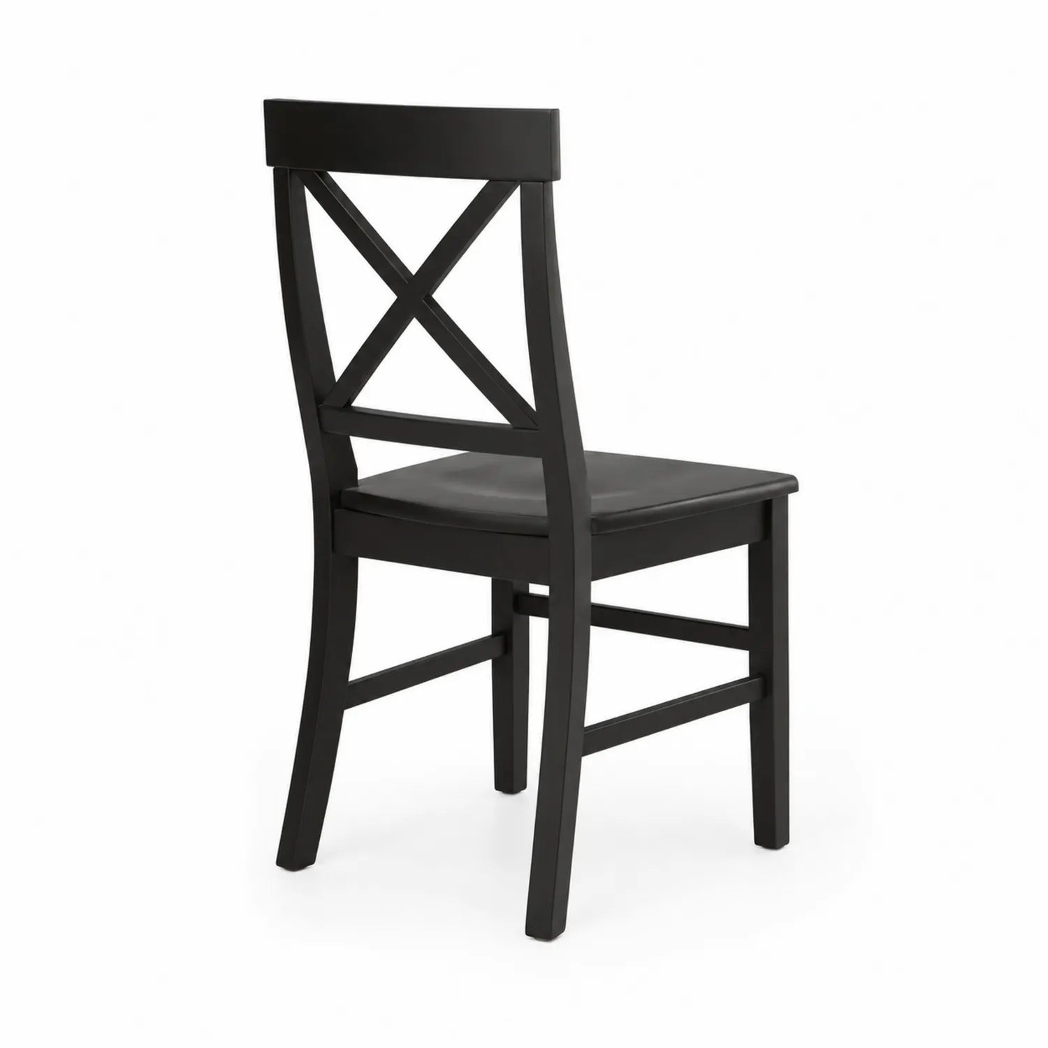 Sedia da pranzo in legno con seduta in ecopelle nera