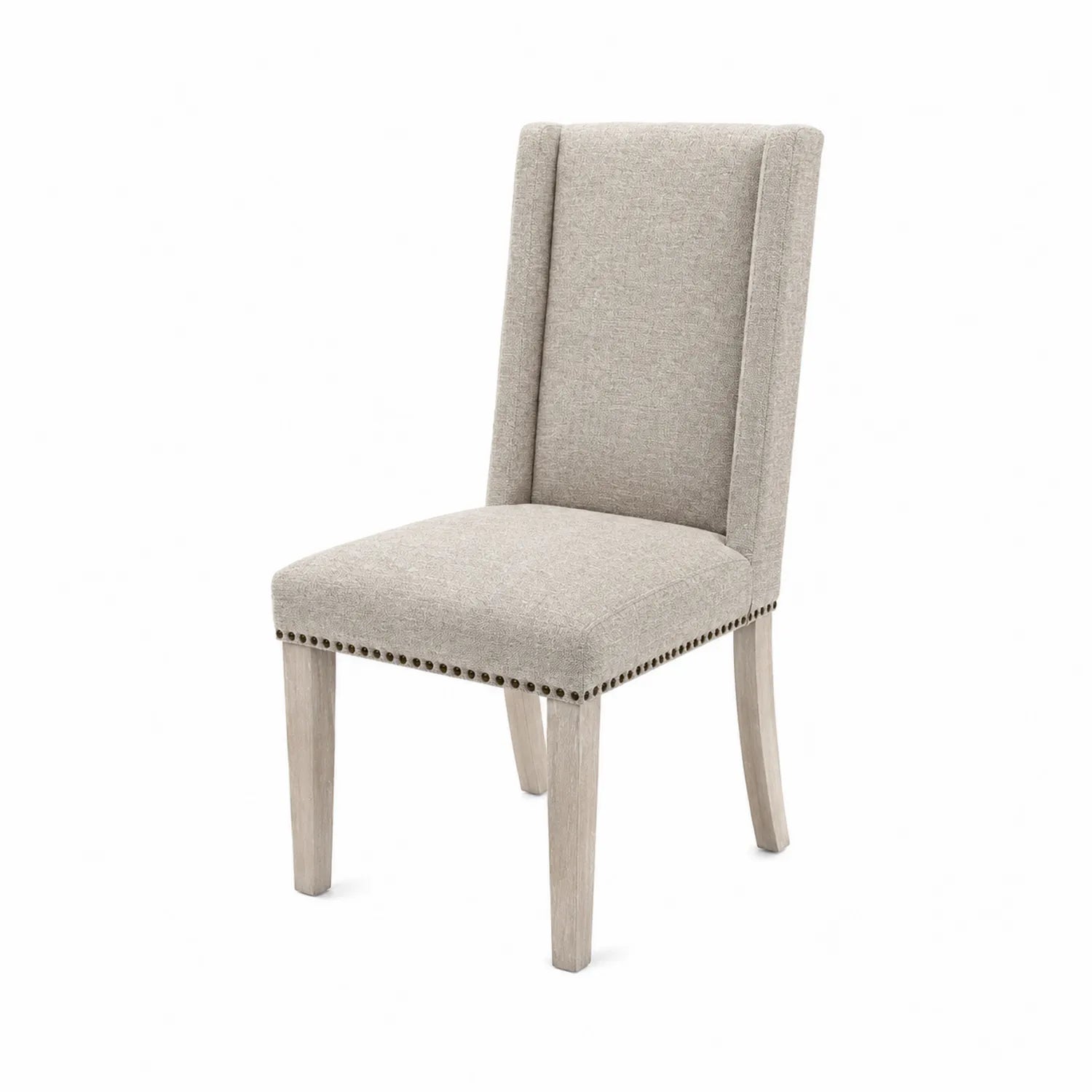 Sedia da pranzo in tessuto poliestere beige con struttura in legno
