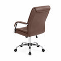 Sedia ufficio pelle PU marrone con base cromata