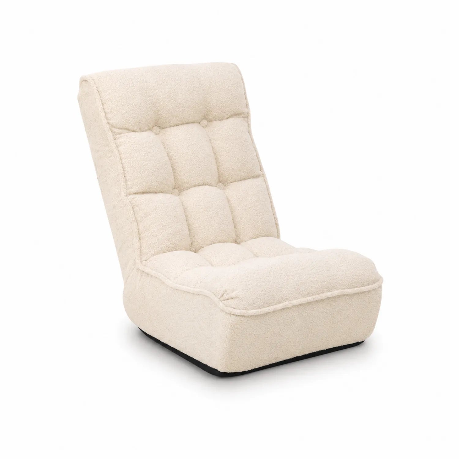 Poltrona in tessuto bouclé crema con imbottitura