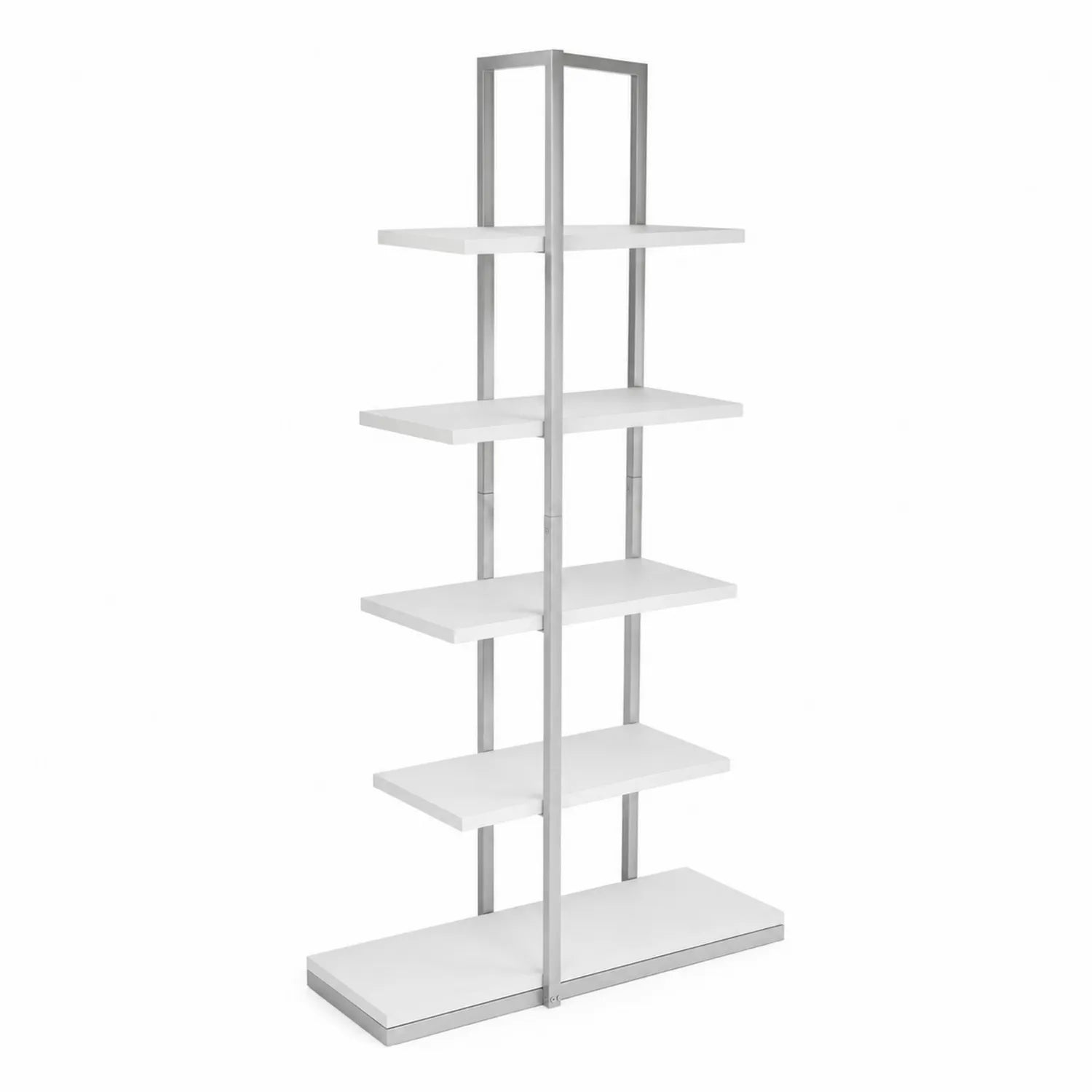Scaffale a 5 Ripiani in MDF e Acciaio Inossidabile Bianco