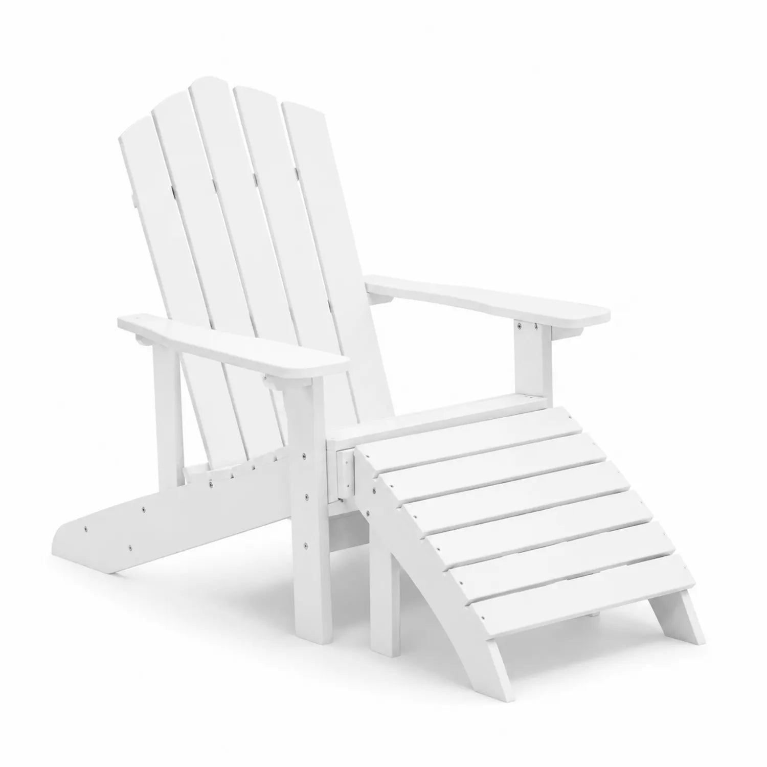 Sedia da esterno in legno bianco con poggiapiedi