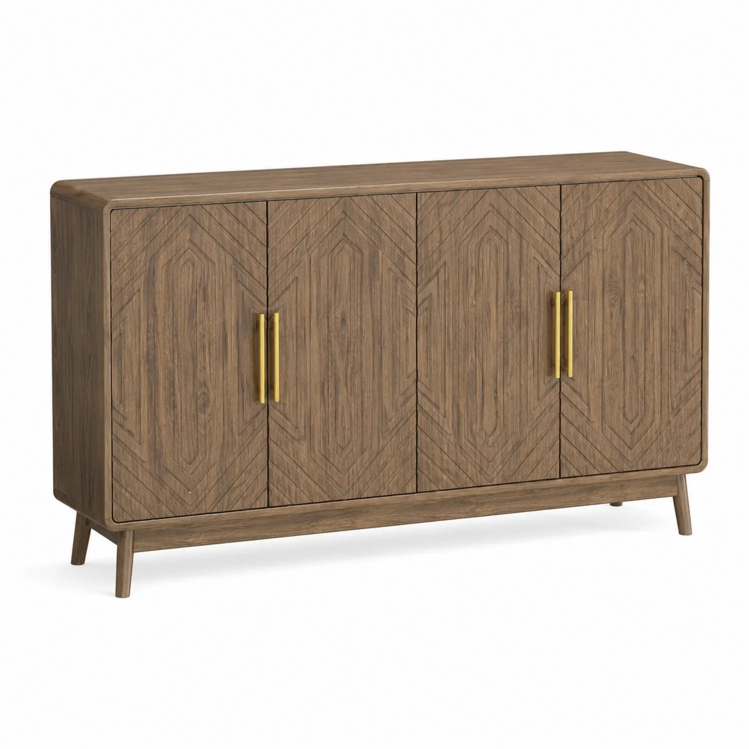 Credenza in Legno con Maniglie Metalliche Dorate
