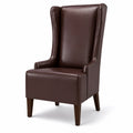 Sedia in Ecopelle Marrone con Gambe in Legno Massello
