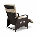 Sedia Reclinabile da Esterno in Rattan Sintetico Marrone con Cuscini Beige