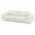 Divano a 3 posti in pelle PU con gambe in metallo dorato, 220x90x80 cm