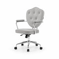 Sedia da ufficio in metallo cromato e PU grigio