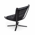 Sedia lounge in pelle con struttura in acciaio nero
