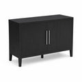 Credenza in legno nero con maniglie in acciaio, 120x40x75 cm