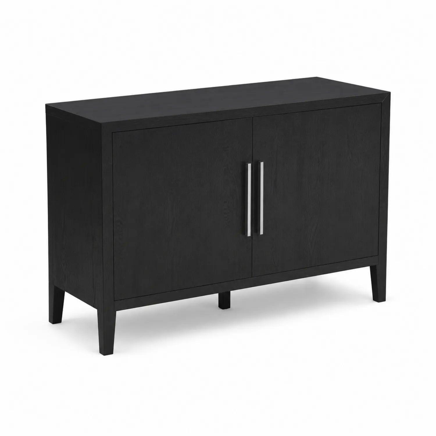 Credenza in legno nero con maniglie in acciaio, 120x40x75 cm