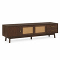 Mobile TV in Legno Marrone Scuro con Ante in Rattan