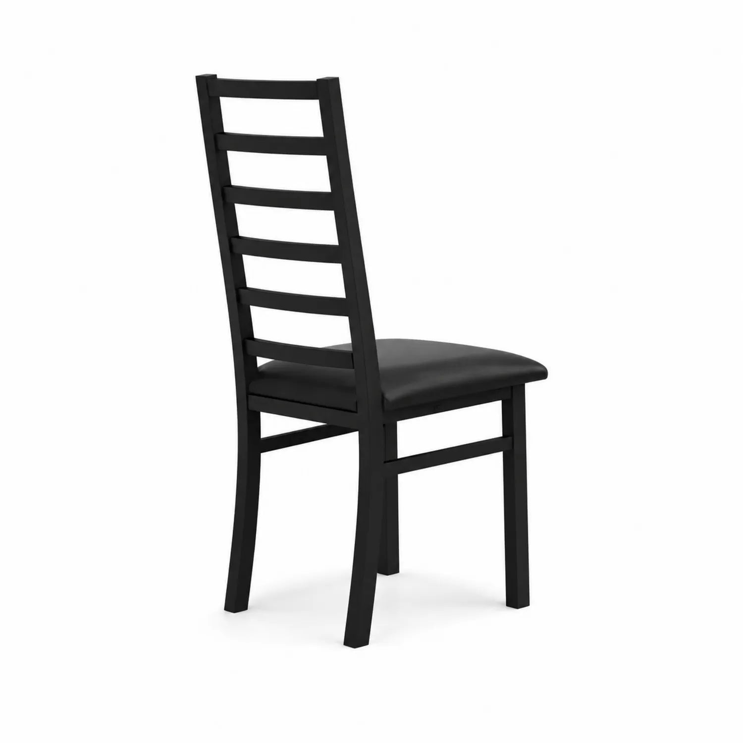 Sedia da Pranzo in Legno e Pelle Sintetica Nera
