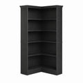 Libreria Angolare in Legno Nero con 5 Ripiani