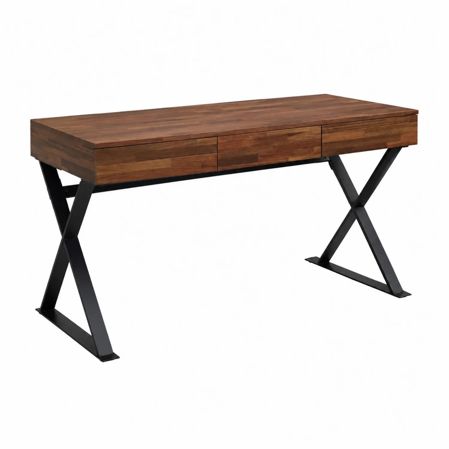 Scrivania in Legno di Acacia e Metallo Nero con Cassetti