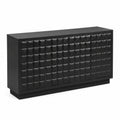 Credenza in Legno con Rivestimento in Pelle Nera 150x40x85 cm