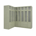 Armadio angolare in legno verniciato con ante in vetro smerigliato 200x240x60 cm
