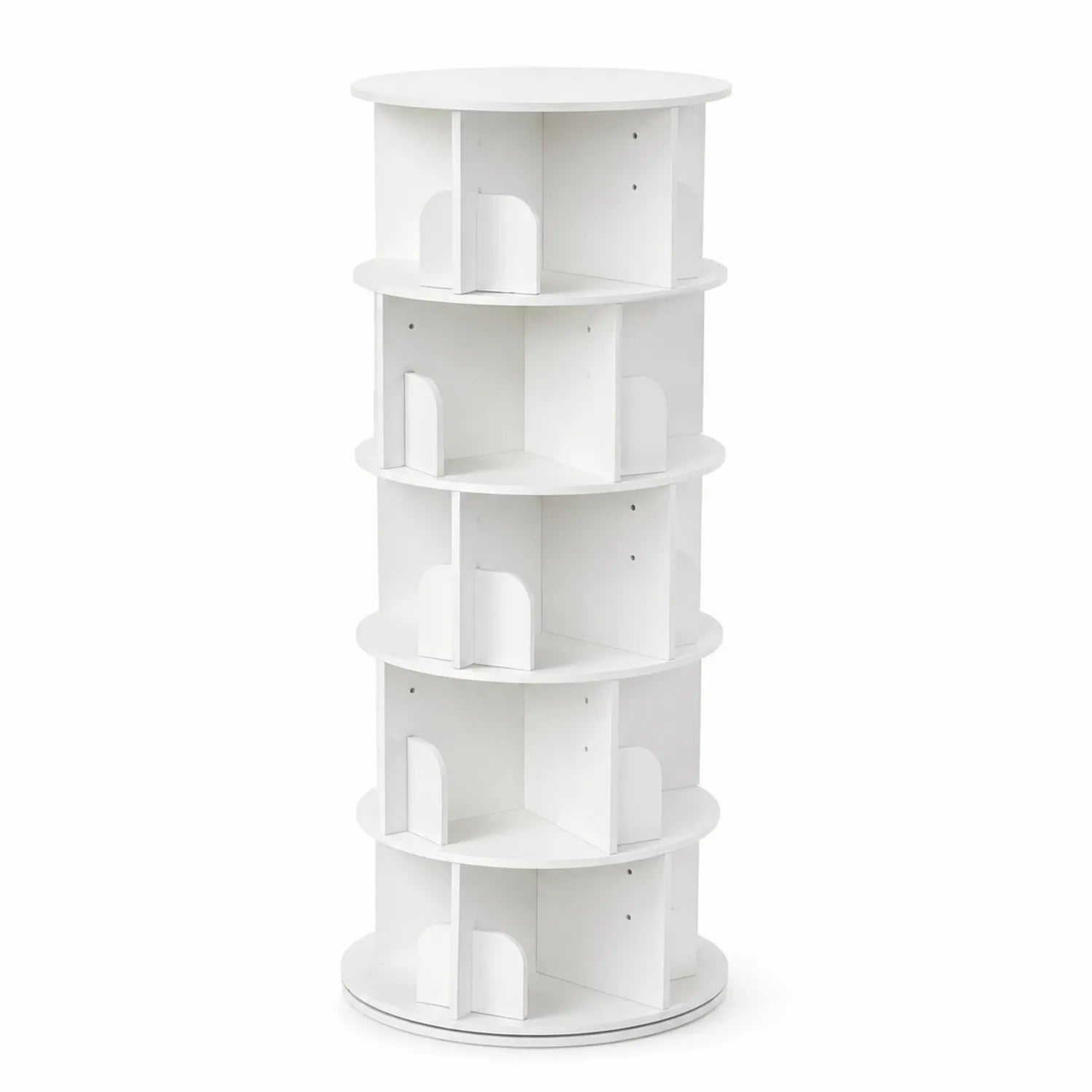 Libreria girevole a 5 ripiani in MDF verniciato bianco