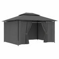 Gazebo in Acciaio e Poliestere Grigio 3x3m