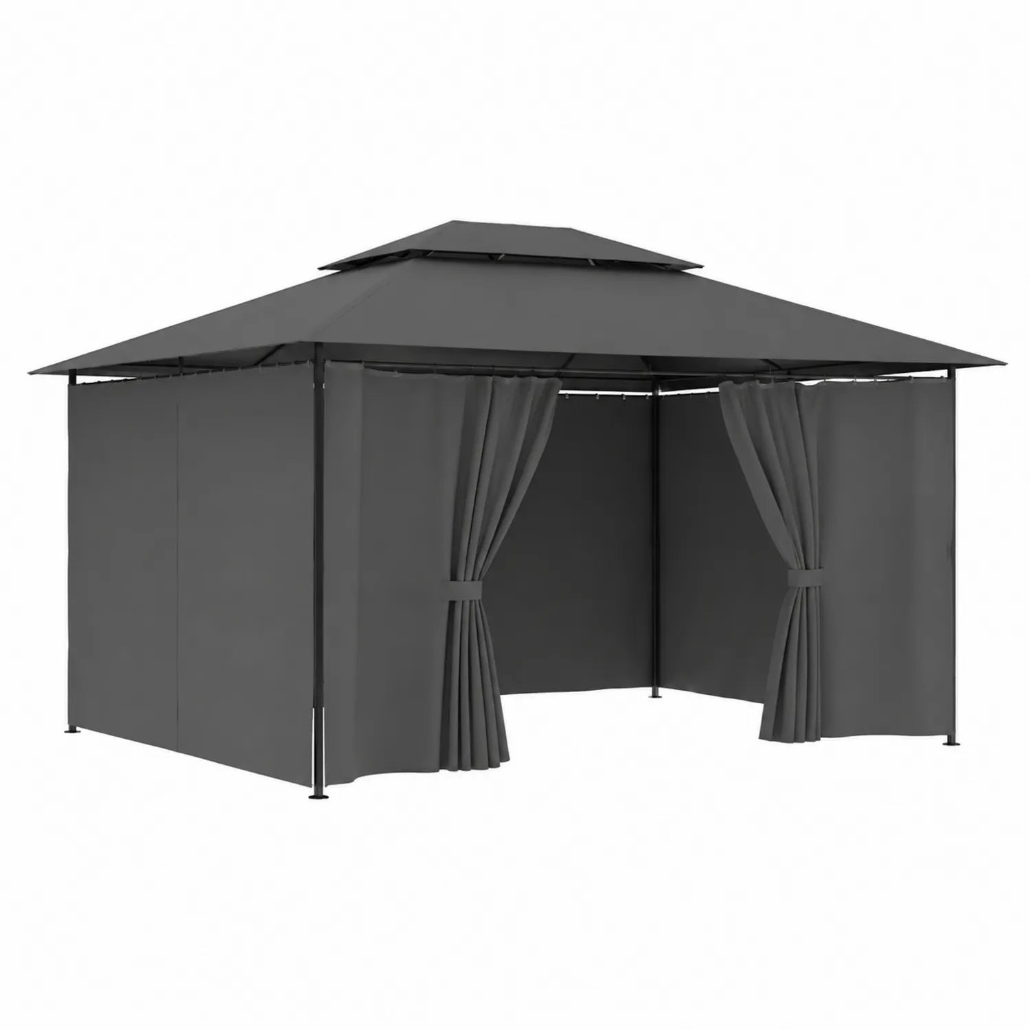 Gazebo in Acciaio e Poliestere Grigio 3x3m