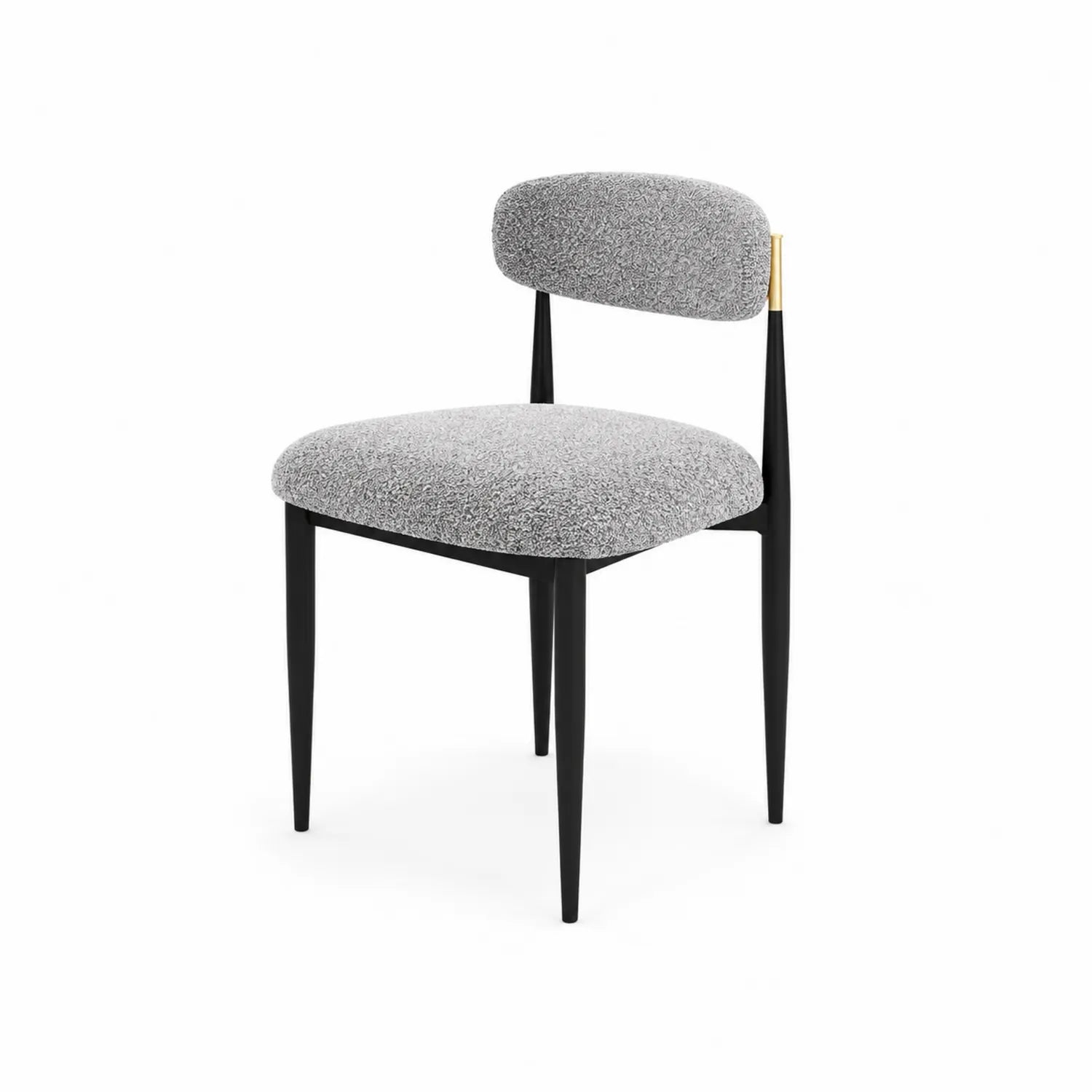 Sedia in metallo nero con tessuto grigio