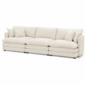Divano modulare in tessuto poliestere beige con cuscini