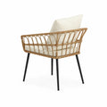 Sedia in Rattan con Cuscino in Poliestere e Gambe in Metallo
