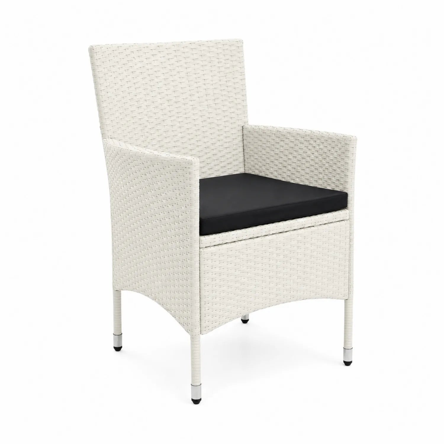 Sedia da esterno in rattan con cuscino nero, 54x58x87 cm