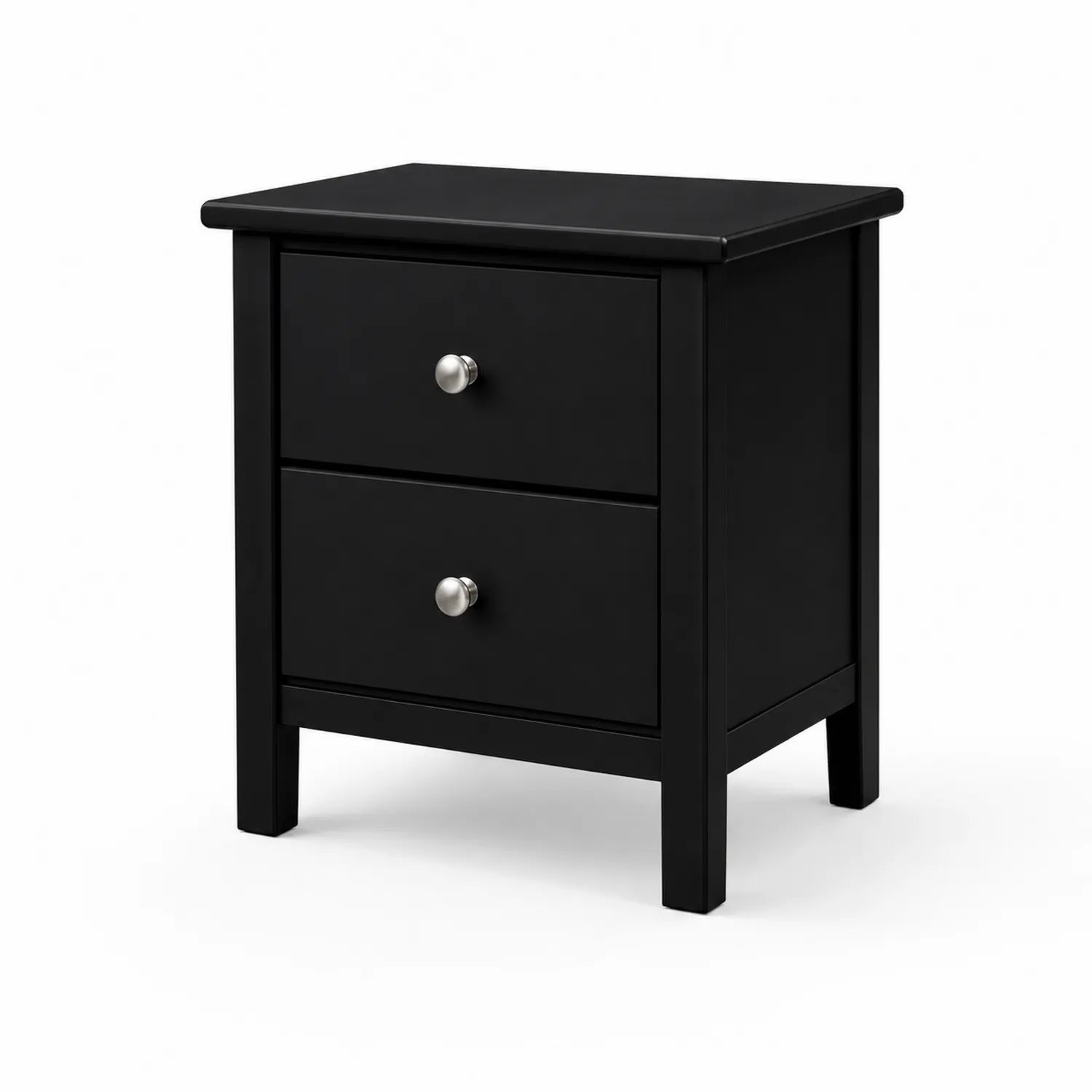 Comodino in legno nero con due cassetti 40x30x50 cm