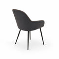 Sedia da pranzo in similpelle nera con gambe in metallo