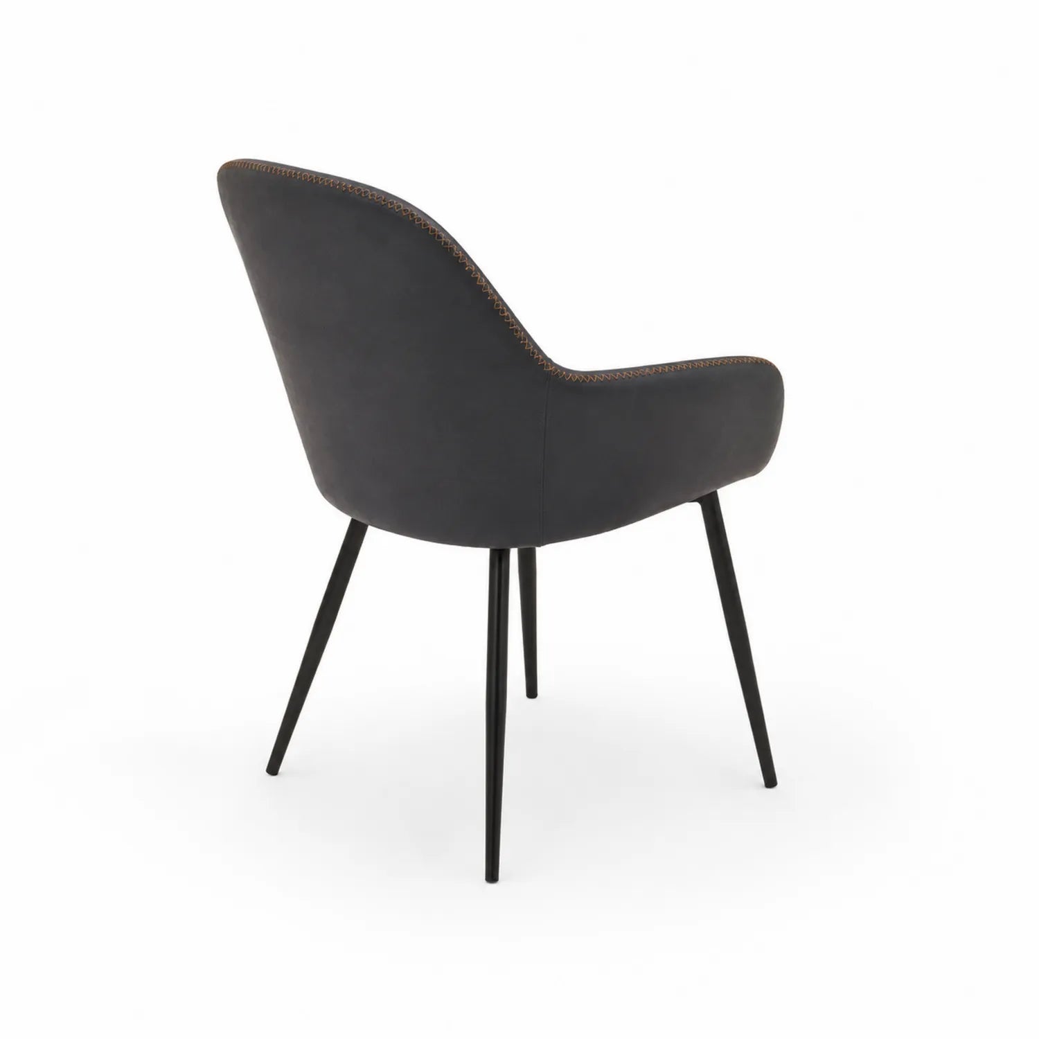 Sedia da pranzo in similpelle nera con gambe in metallo